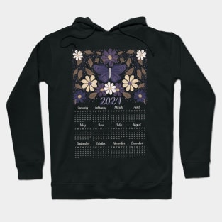 2024 butterfly floral calendar Hoodie